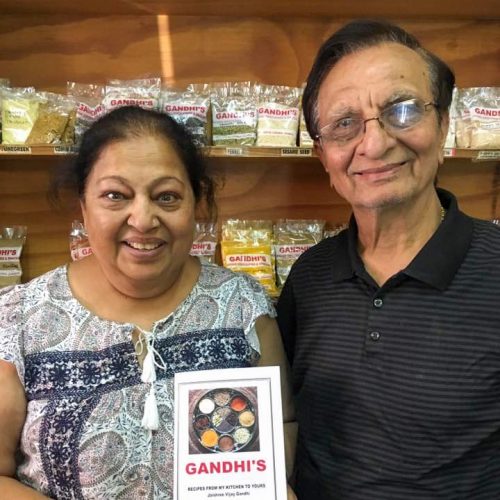 Mr & Mrs Gandhi in their shop on Cairo Road, Lusaka